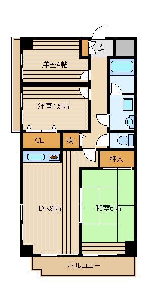 サンロイヤル西原(3DK/4階)の間取り写真