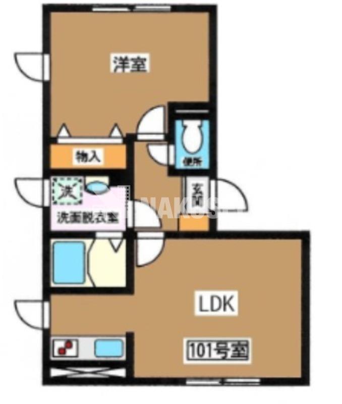 FLAX鷹番(1LDK/1階)の間取り写真