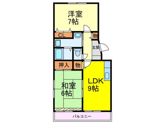 テルヌーラ高木II(2LDK/2階)の間取り写真