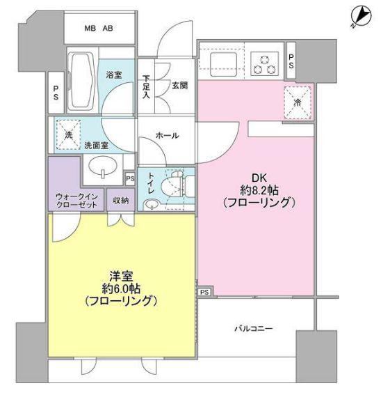 クオリア日本橋(1DK/8階)の間取り写真