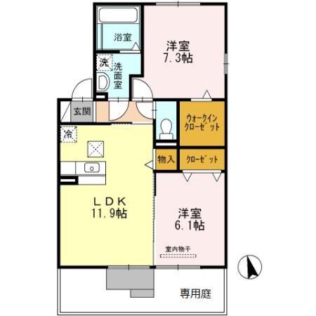 ハルトリーゲル B(2LDK/1階)の間取り写真