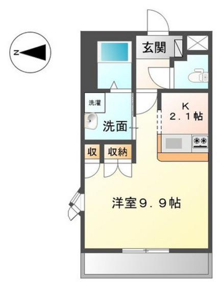 ピュアローズ(1K/2階)の間取り写真