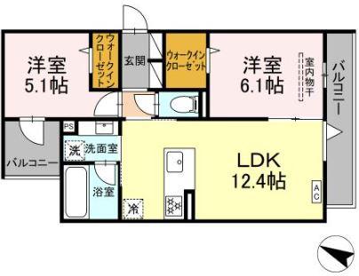 LUMIEREルミエール(2LDK/2階)の間取り写真