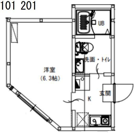 STELLA本千葉(1K/1階)の間取り写真