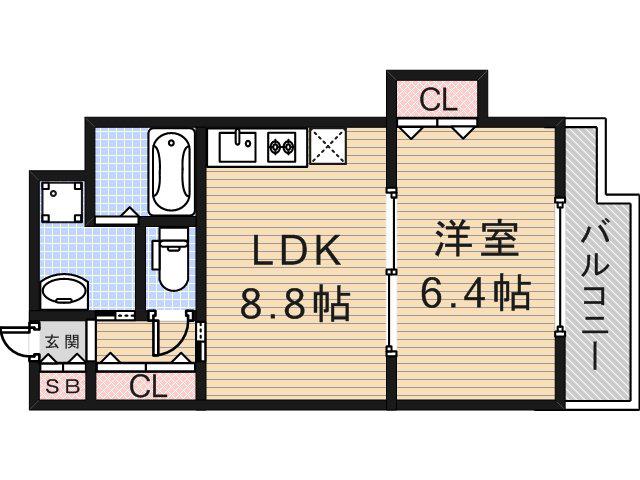 アミティ小阪(1LDK/8階)の間取り写真