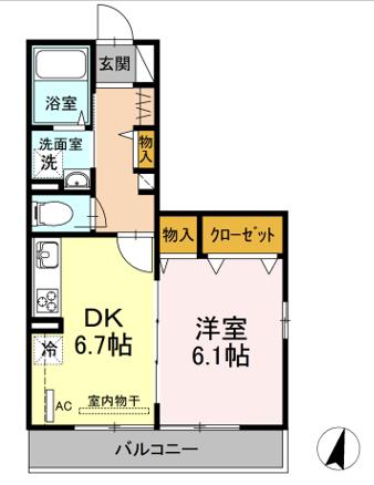 THANKSII(1DK/1階)の間取り写真