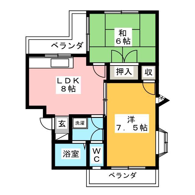 パークハイツ芝(2LDK/3階)の間取り写真