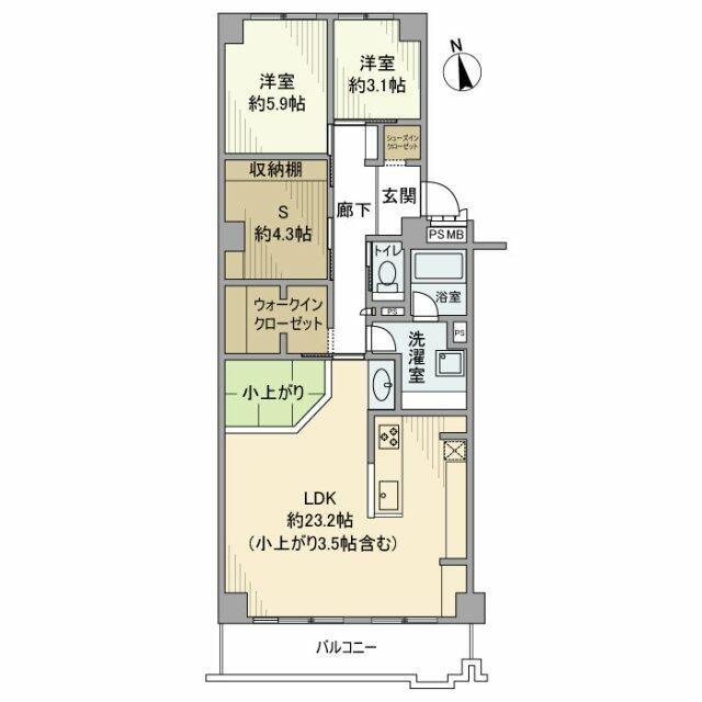 戸塚ハイライズ(2LDK/8階)の間取り写真