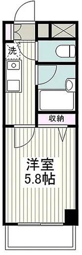 セントラルヒルズ五番館(1K/2階)の間取り写真