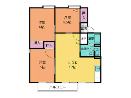 セジュールコンフォール(3LDK/1階)の間取り写真