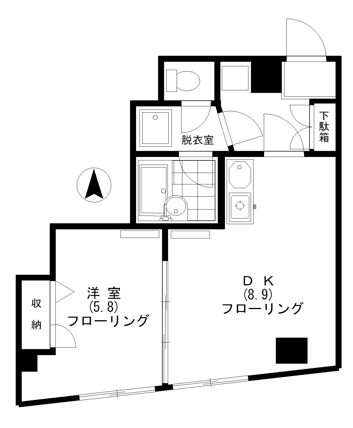 目黒DKウエスト(1DK/7階)の間取り写真