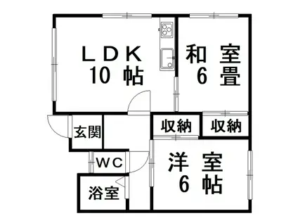 椿荘1(2LDK/2階)の間取り写真