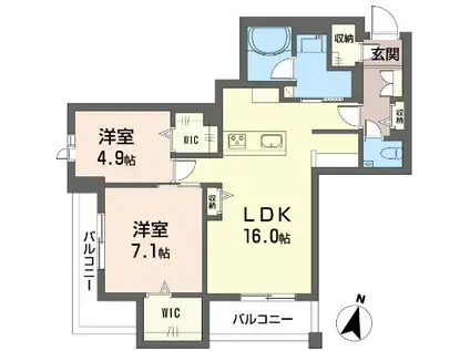 アリスティオ赤羽北(2LDK/2階)の間取り写真