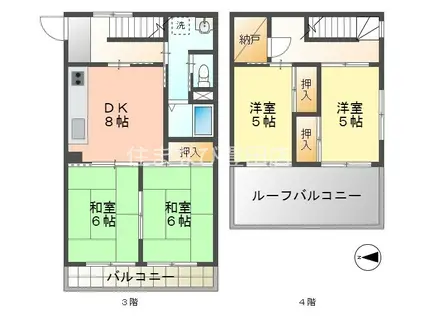 サザン挙母(4SDK/3階)の間取り写真