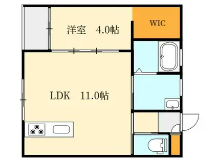 GROWTH TAKAOKAA棟(1LDK/1階)の間取り写真