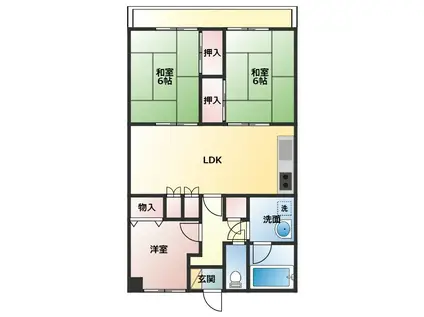 アーバンハイツ大橋(3LDK/5階)の間取り写真