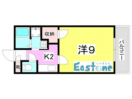 GRAND LINE(1K/2階)の間取り写真