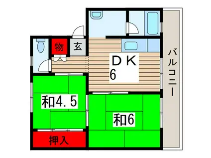 ビレッジハウス検見川6号棟(2DK/3階)の間取り写真