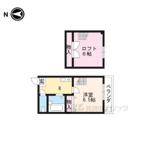 サンリッチ上桂(1K/2階)の間取り写真