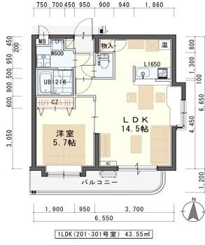 GRAND BERRY サクラ(1LDK/3階)の間取り写真