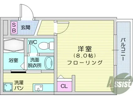 オーエムハイツ(1K/1階)の間取り写真