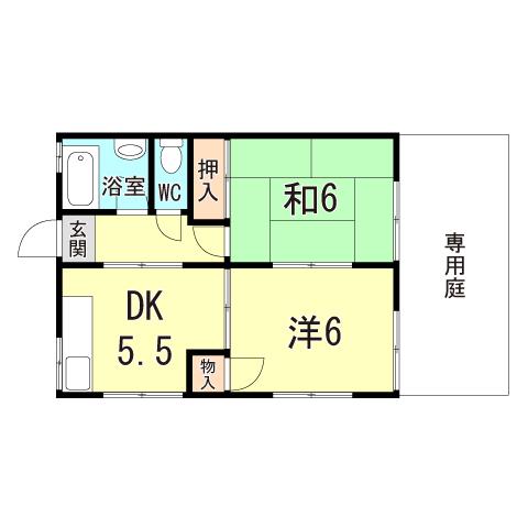松の内コーポ(2DK/1階)の間取り写真