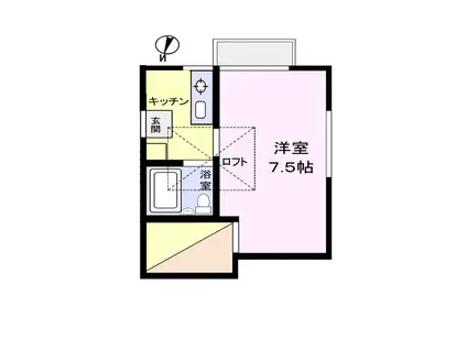 メゾンユーカリが丘(1K/2階)の間取り写真