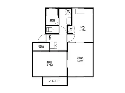 ロイヤルパレスII(2DK/2階)の間取り写真