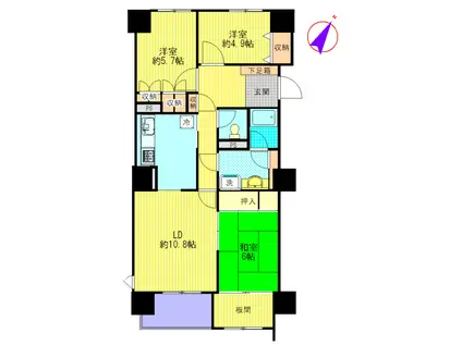 ベルクレエ新百合ヶ丘(3LDK/9階)の間取り写真