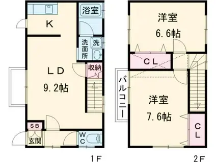 タウンコート・ルピナス(2LDK)の間取り写真