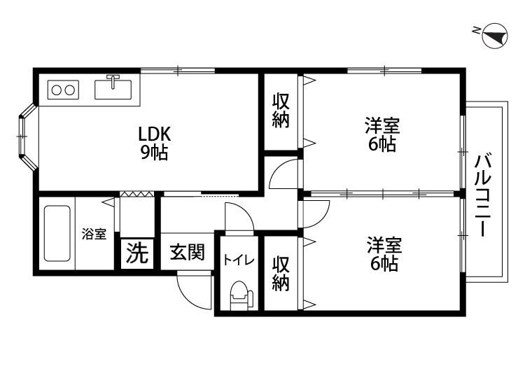 シティハウス広信A(2LDK/1階)の間取り写真