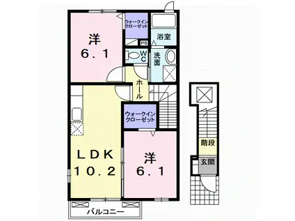 汐見坂マルタ(2LDK/2階)の間取り写真