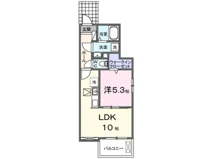 アムール I(1LDK/1階)の間取り写真