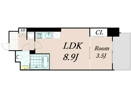 CREST TAPP 京都西京極DEX(1LDK/2階)の間取り写真