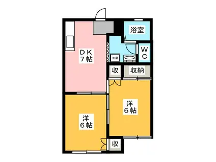 シェモア(2DK/1階)の間取り写真