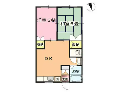 ハウスメント川奈(2DK/1階)の間取り写真