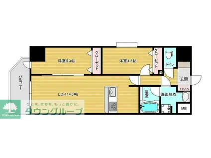 リファレンスリバービュー室見(2LDK/6階)の間取り写真