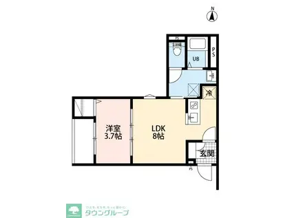 BEARWOOD LAKES市川大野(1LDK/2階)の間取り写真