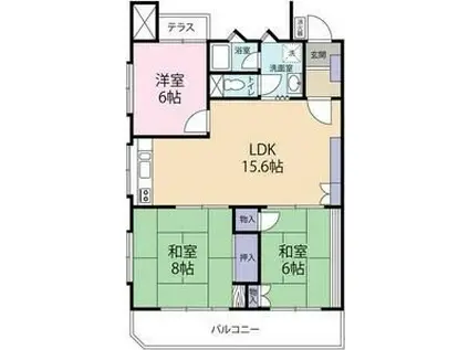 第2ビラ摩耶(3LDK/3階)の間取り写真