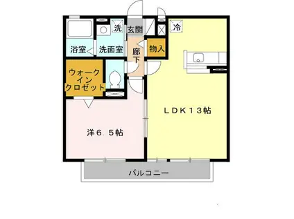 シャイニーパーク(1LDK/2階)の間取り写真