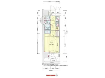 プレサンス大国町アドロッソ(1K/13階)の間取り写真