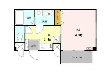 クレアール(1K/1階)の間取り写真