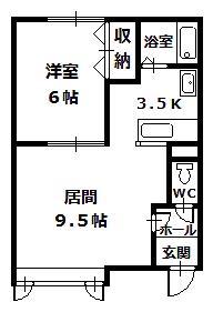 JR石北本線 南永山駅 徒歩25分 2階建 築24年(1LDK/1階)の間取り写真