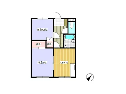 イーストバレー(2DK/1階)の間取り写真