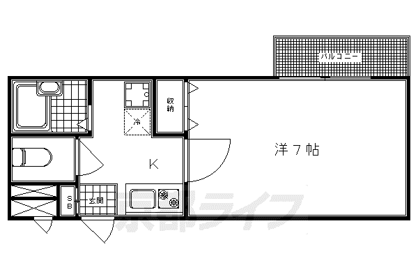 アンプルールブワ下梅屋(1K/1階)の間取り写真