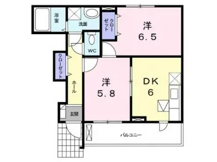 ボニートA(2DK/1階)の間取り写真