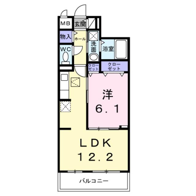 メゾンルミネ若松(1LDK/2階)の間取り写真