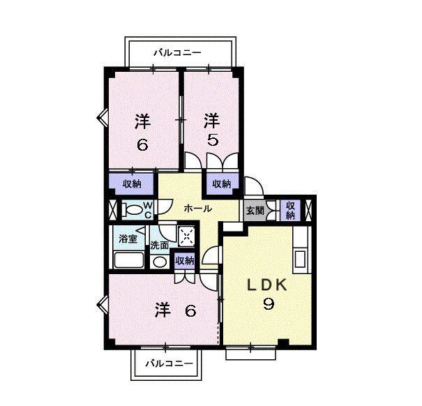 スクウェアガーデン緑井(3LDK/2階)の間取り写真
