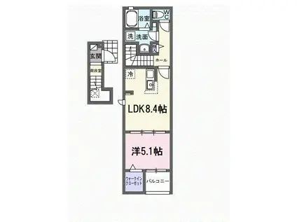 ヒカルサ豊橋東田町I(1LDK/2階)の間取り写真