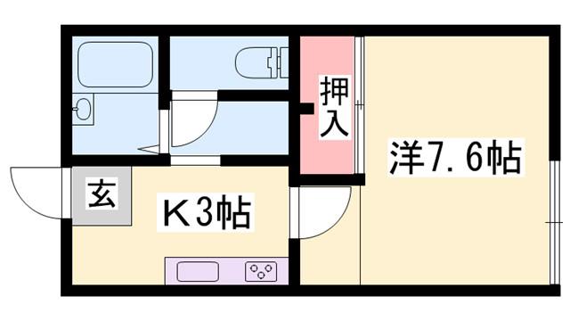 フレグランス汐見台(1K/2階)の間取り写真